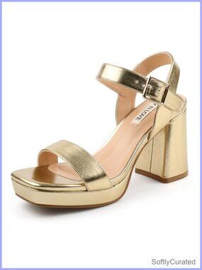 Women's Chunky Block Heel Platform Sandals with Ankle Strap and Buckle